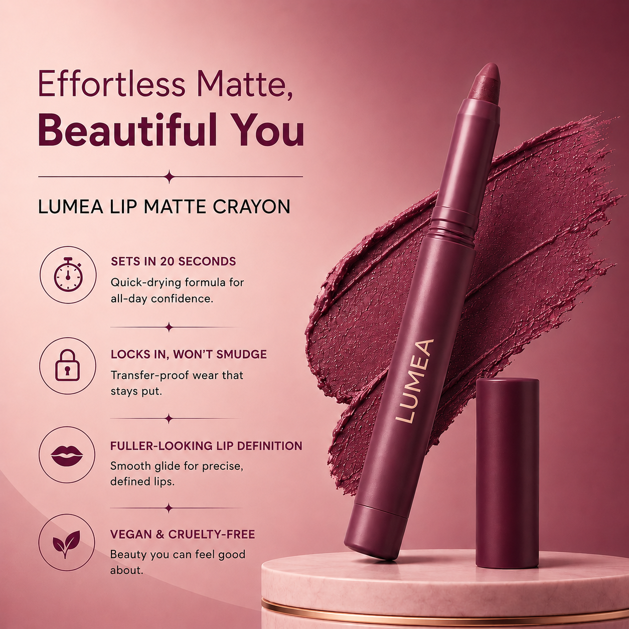 “Soft Touch Matte Lip Crayon | Everyday Natural Look